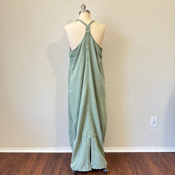 DAILY PRACTICE ANTHROPOLOGIE Lounge Maxi Dress Sage Green Hi-Low Cotton - Picture 2 of 14